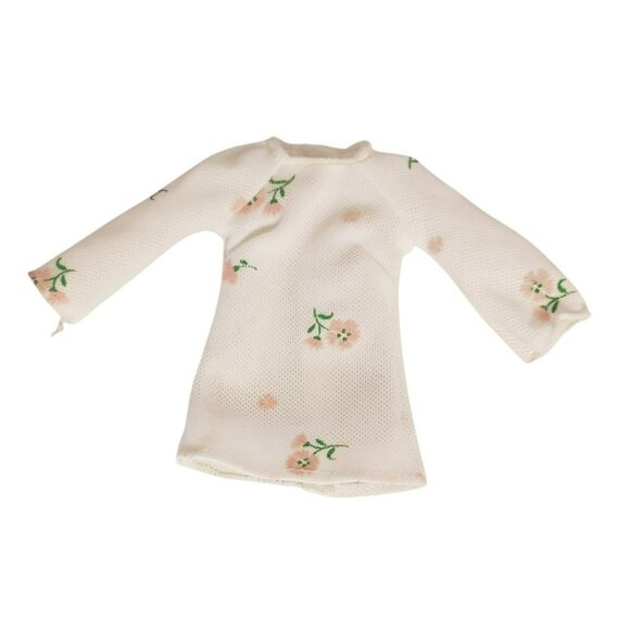 Vintage Handmade 60s Cream Floral Dress For 12-Inch Barbie/Clone Doll - Picture 5 of 7